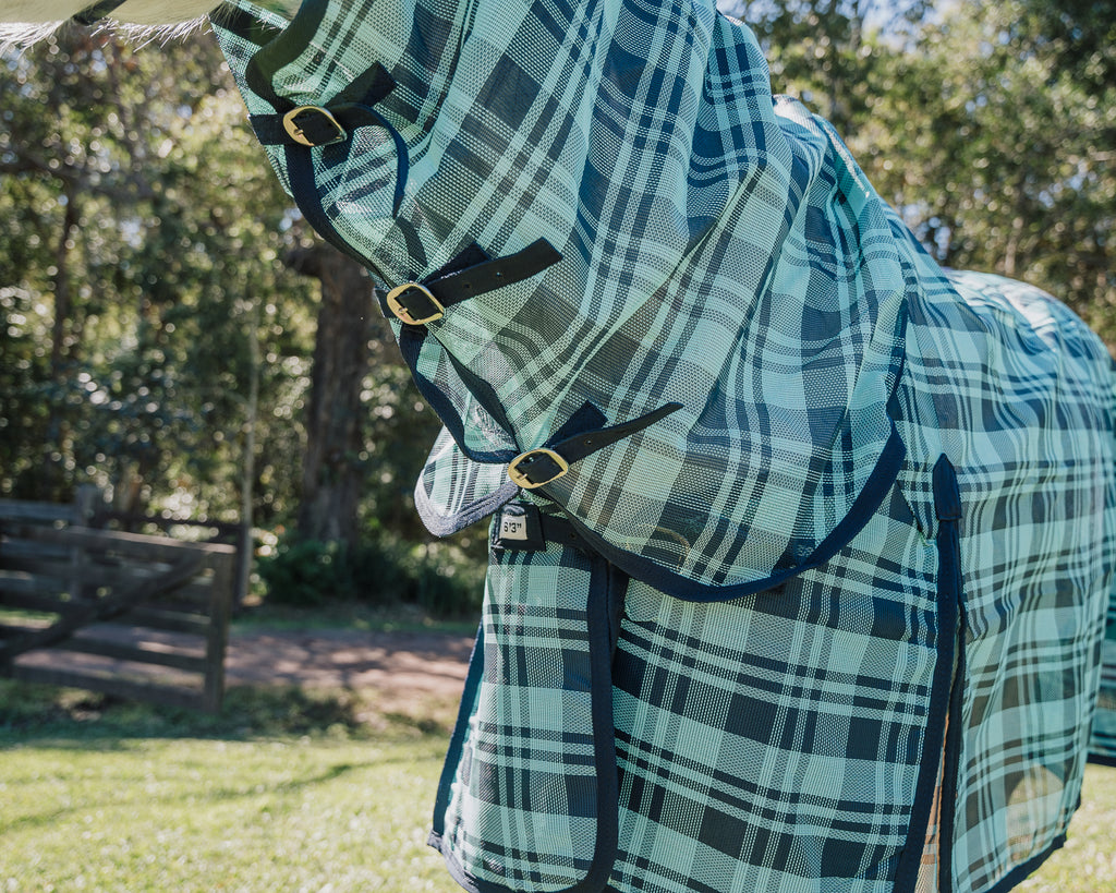Kool Master PVC Shade Mesh Horse Rug Combo - Turquoise & Navy
