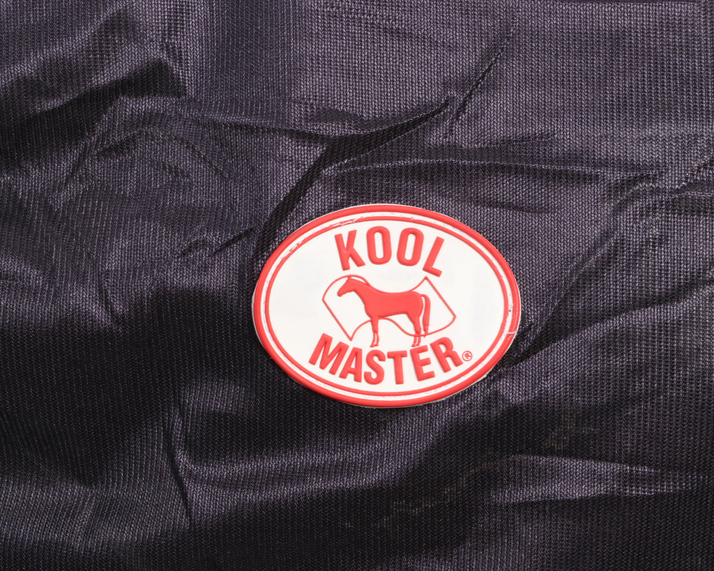 Kool Master Fly Mesh Horse Rug Combo w/Fly Mask showing logo - Turquoise/Navy