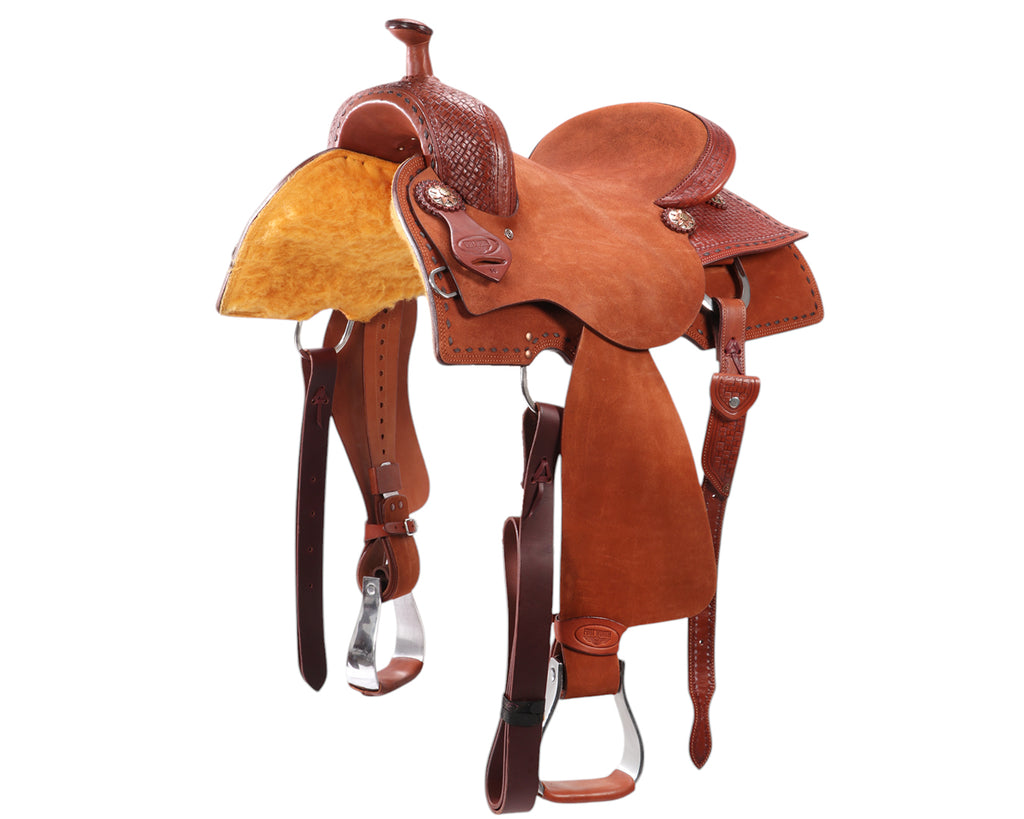 Fort Worth Cowhorse Rough Out Saddle - Chestnut