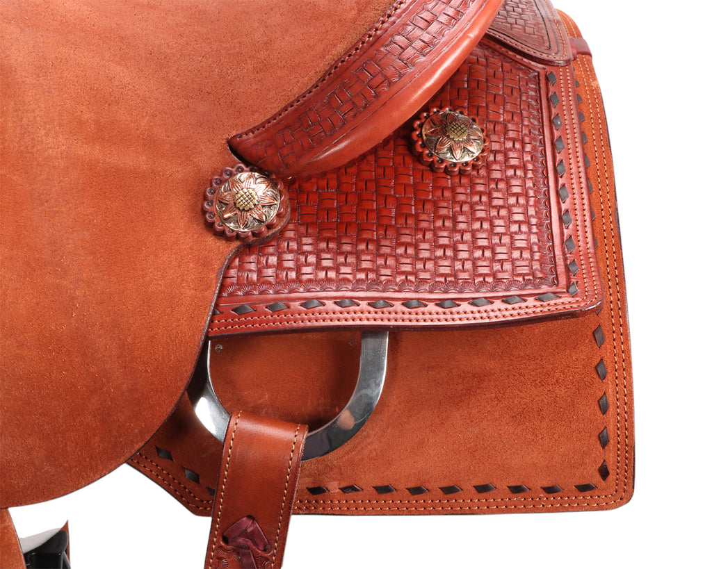 Fort Worth Cowhorse Rough Out Saddle - Chestnut