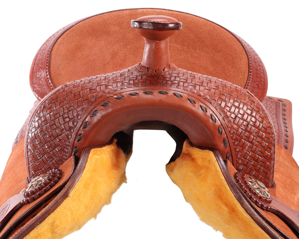 Fort Worth Cowhorse Rough Out Saddle - Chestnut