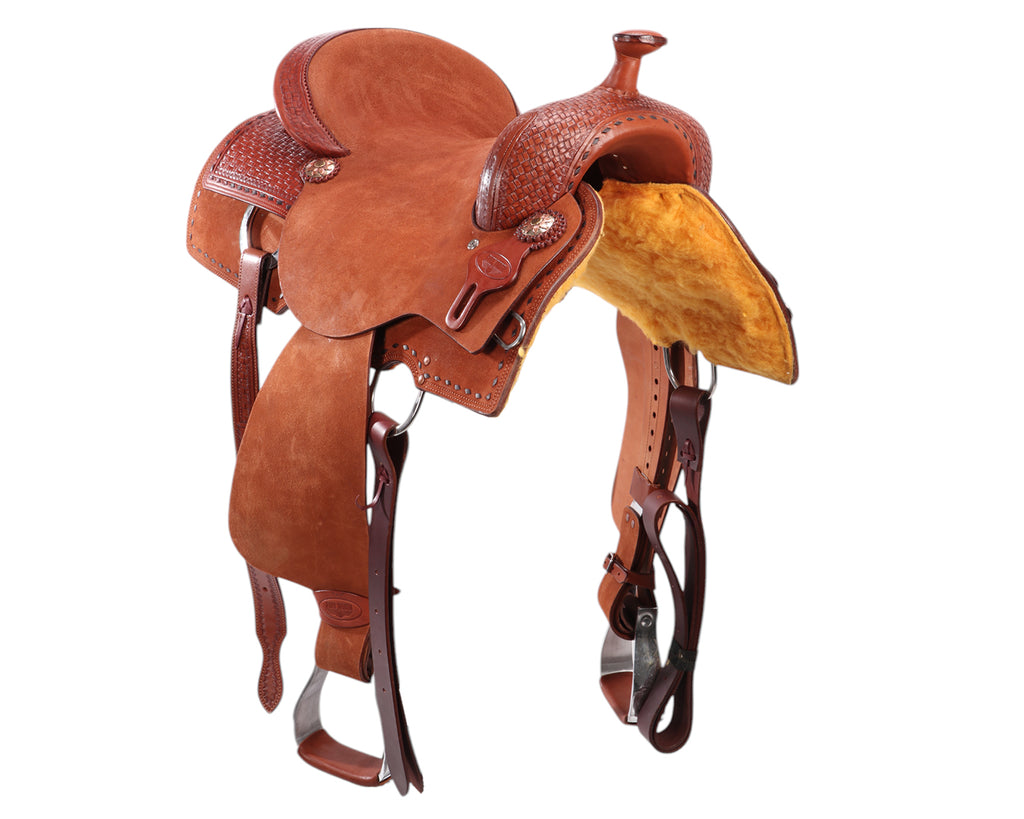 Fort Worth Cowhorse Rough Out Saddle - Chestnut