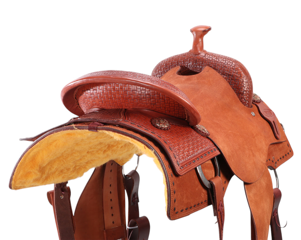 Fort Worth Cowhorse Rough Out Saddle - Chestnut