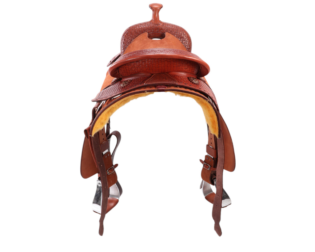 Fort Worth Cowhorse Rough Out Saddle - Chestnut
