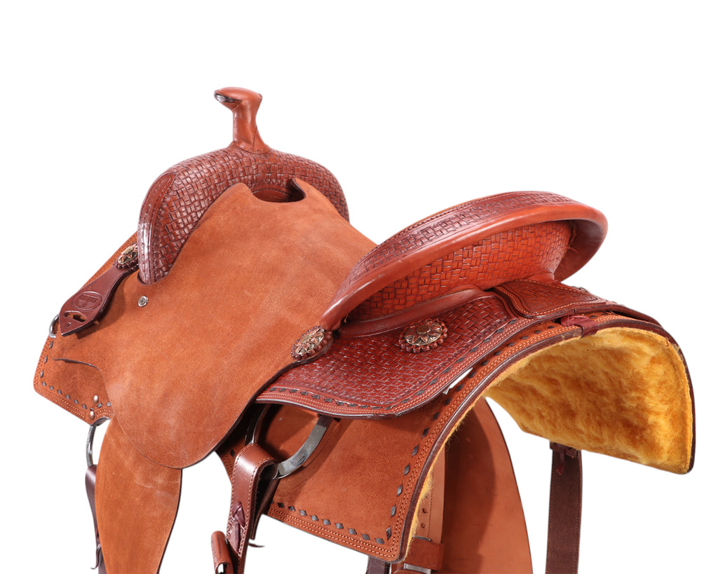 Fort Worth Cowhorse Rough Out Saddle - Chestnut
