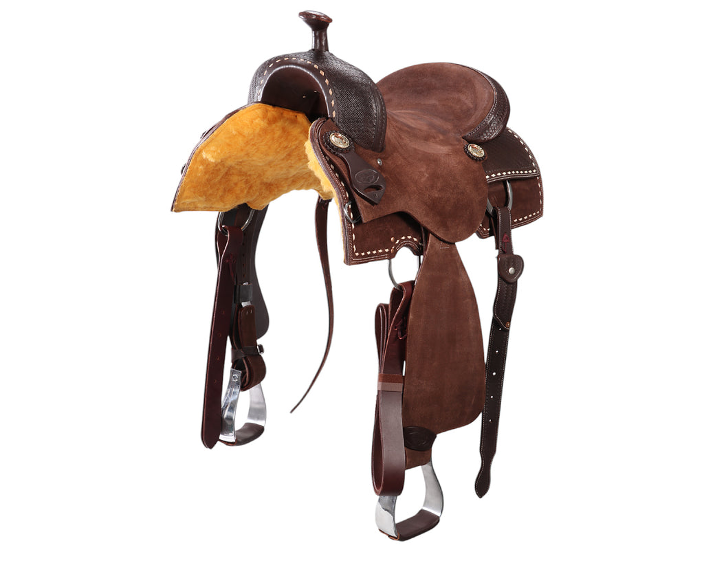 Fort Worth Cowhorse Rough Out Saddle - Chocolate