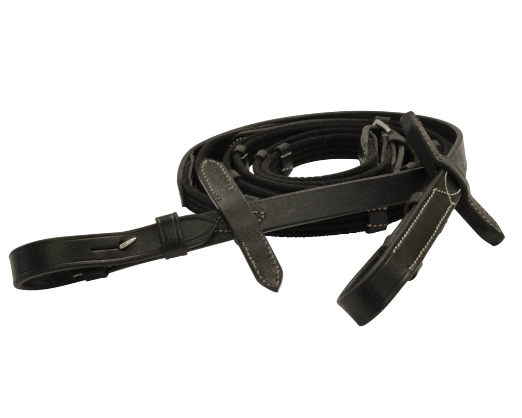 Sterling Figure Eight Bridle with Reins. Fancy stitched, raised and padded browband and noseband. Soft fleece lining on the noseband. Stainless steel hardware. Continental webbing reins.