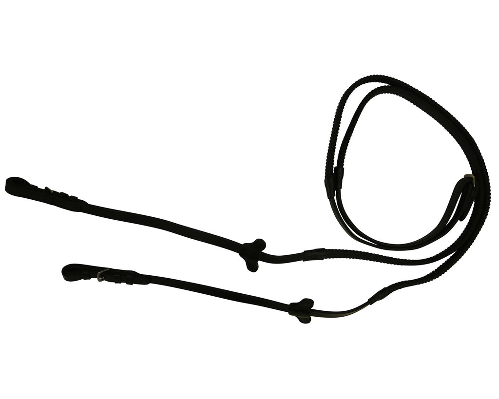 STC Leather Rubber Grip Reins - 4'9" Length - Martingale Stoppers - Shop at Greg Grant Saddlery