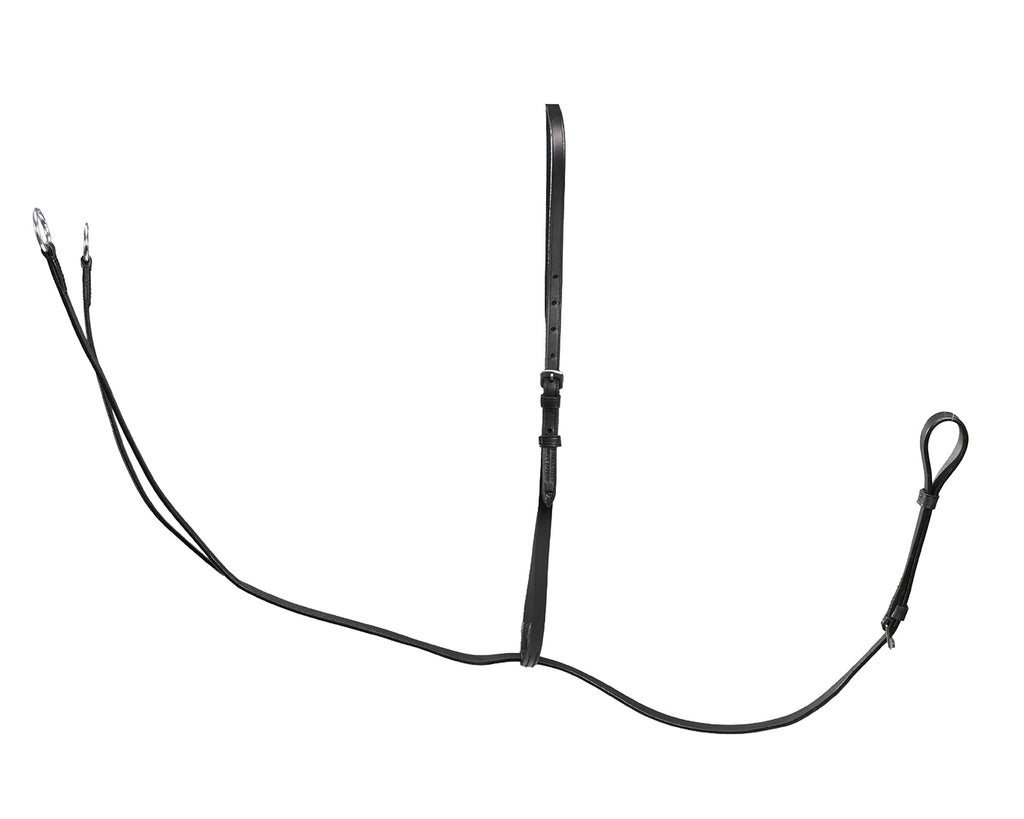 Leather Running Martingale - black on a white background