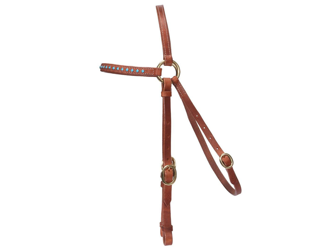 Fort Worth Barcoo Bridle w/Turquoise Stone - Harness Leather