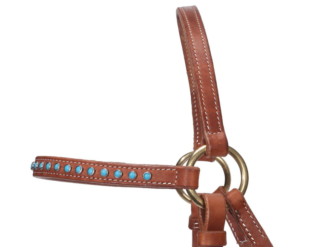 Fort Worth Barcoo Bridle w/Turquoise Stone - Harness Leather