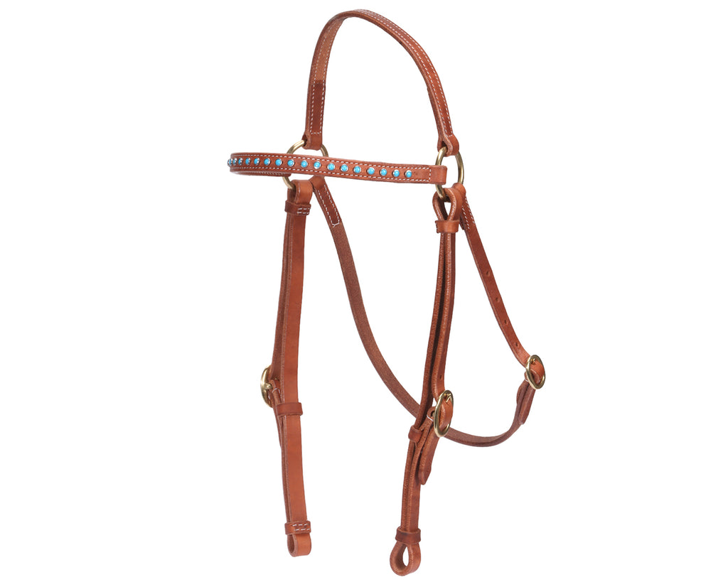 Fort Worth Barcoo Bridle w/Turquoise Stone - Harness Leather