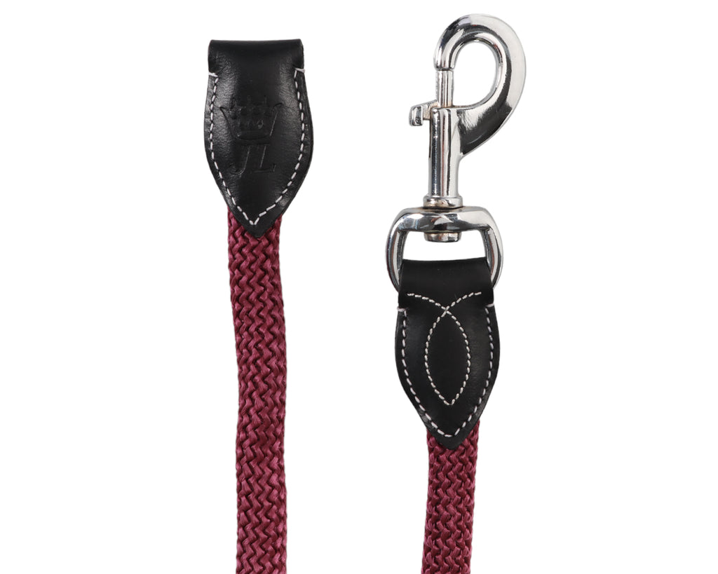 Rope & Leather Lead - Burgundy & Black