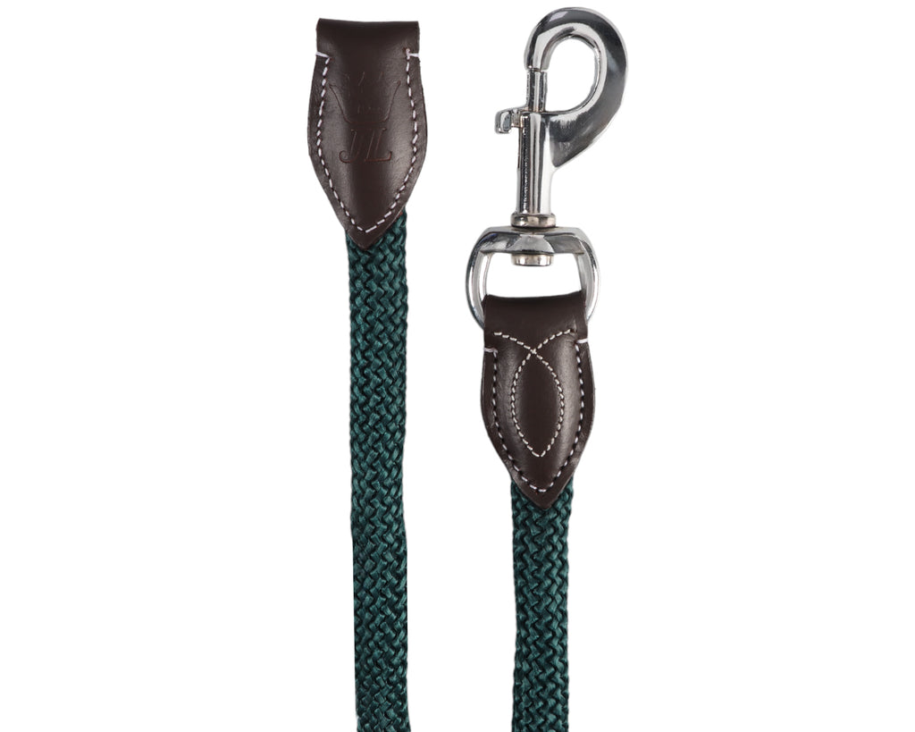 Rope & Leather Lead - Hunter Green & Brown