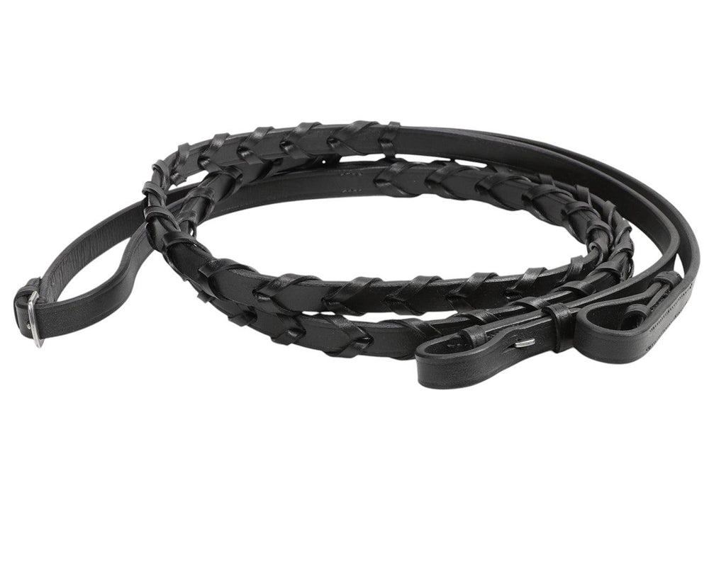 Jeremy & Lord Laced Leather Reins, black colour