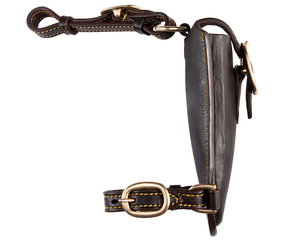 A close-up of the Fort Worth Stockman's Pliers Pouch, a handy accessory for equestrians. This durable pouch is designed to hold pliers securely and can be attached to any saddle. Stay organized and prepared during your rides with this practical tool pouch.