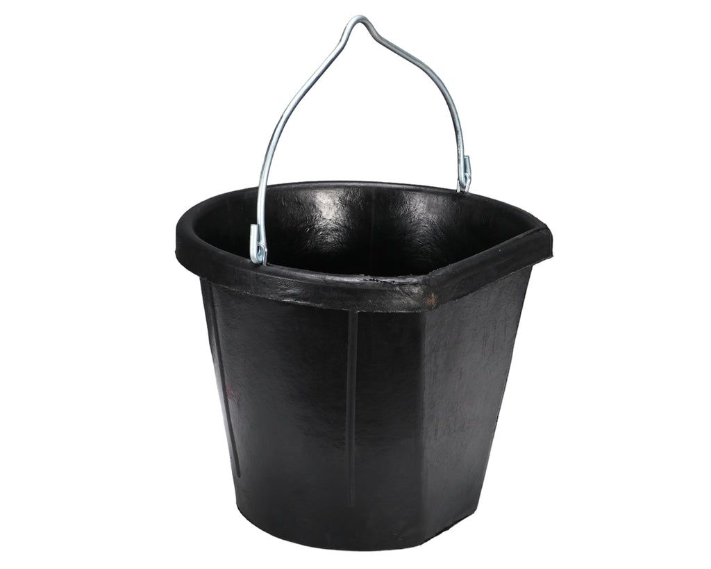 Stock-Safe Flat Back Bucket - 17L is shaped and designed to prevent injuries to valuable livestock, its outstanding strength and durability will survive the toughest wear and tear.