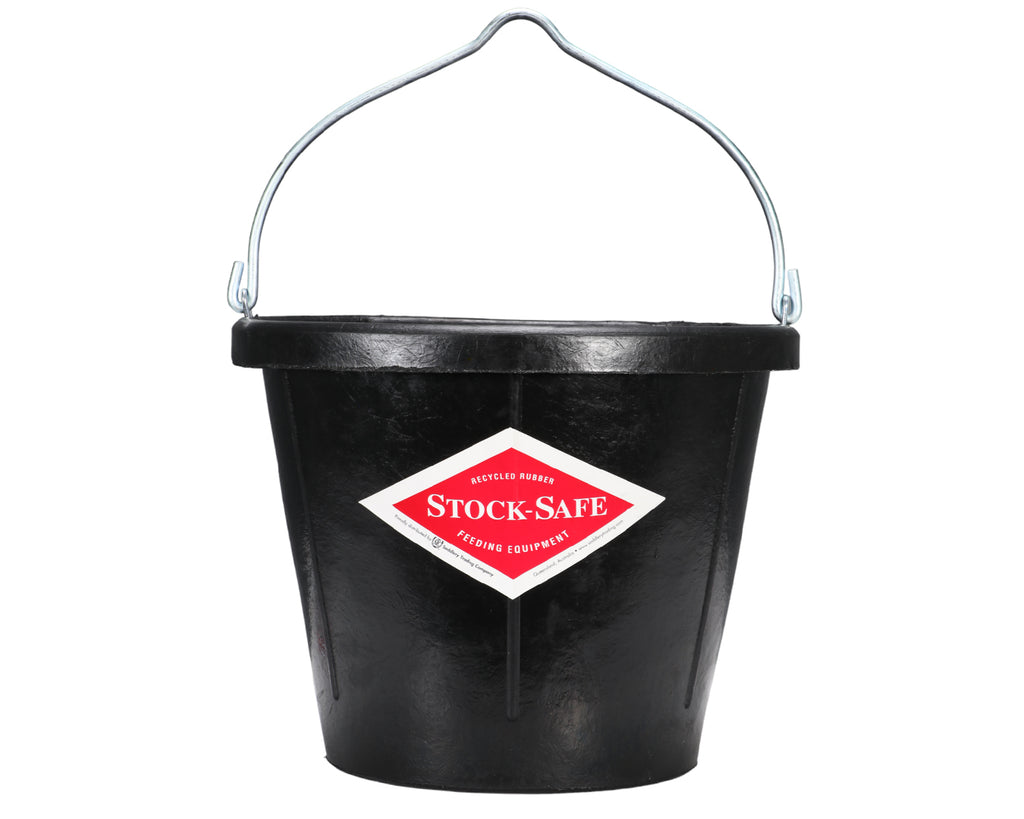 Stock-Safe Flat Back Bucket - 17L made with toxic-free and extremely durable, this quality Stock-Safe Round Bucket is made from 100% virgin rubber perfect for any horse or livestock use