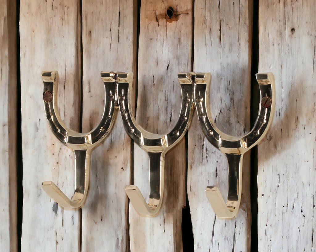 Three Horseshoes Brass Hook