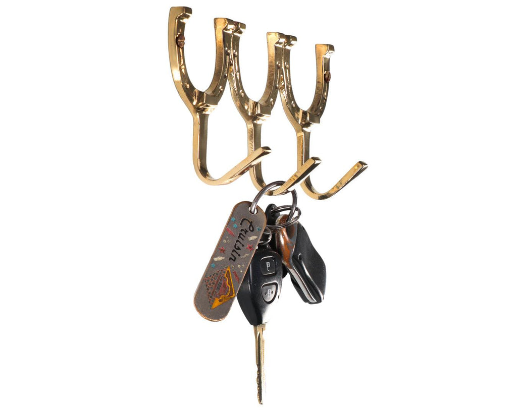 Three Horseshoes Brass Hook