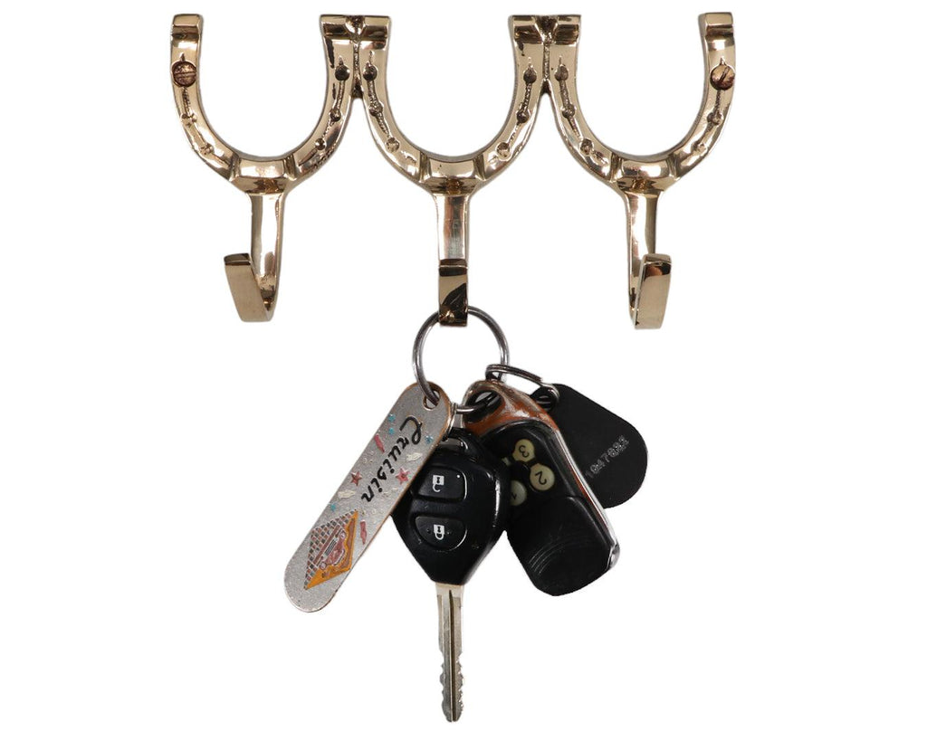 Three Horseshoes Brass Hook