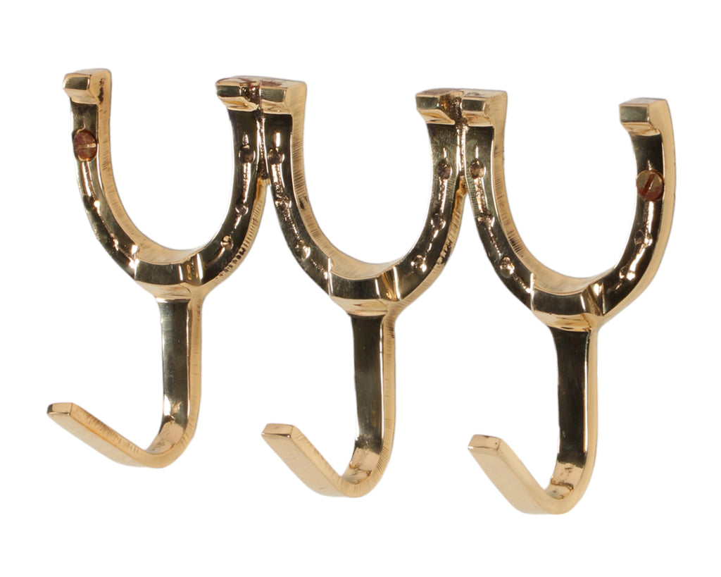 Three Horseshoes Brass Hook