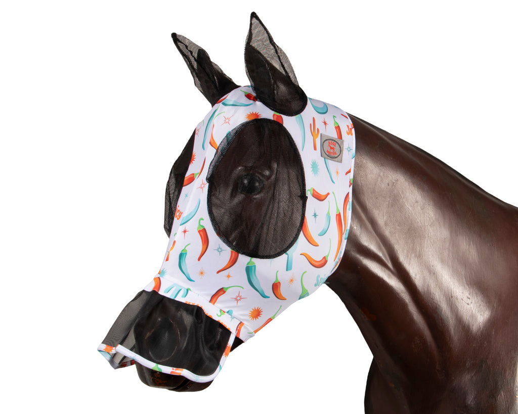 Kool Master Lycra Pull on Fly Mask w/Skirt - Hot To Trot