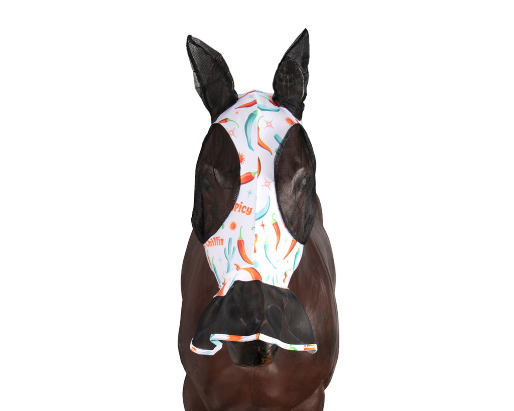 Kool Master Lycra Pull on Fly Mask w/Skirt - Hot To Trot