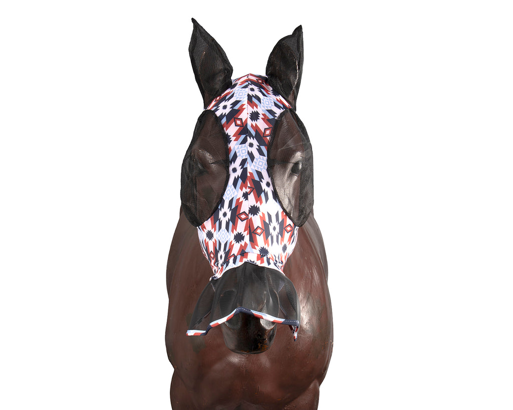 Kool Master Lycra Pull on Fly Mask with Skirt - Aztec