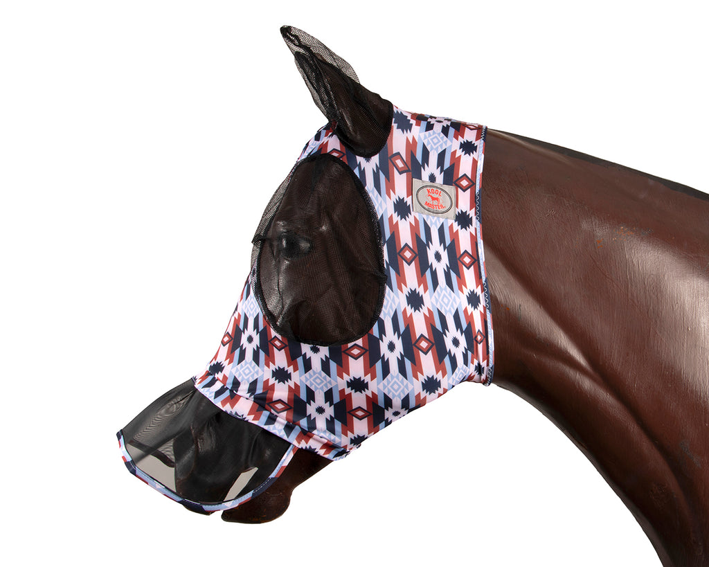 Kool Master Lycra Pull on Fly Mask with Skirt - Aztec