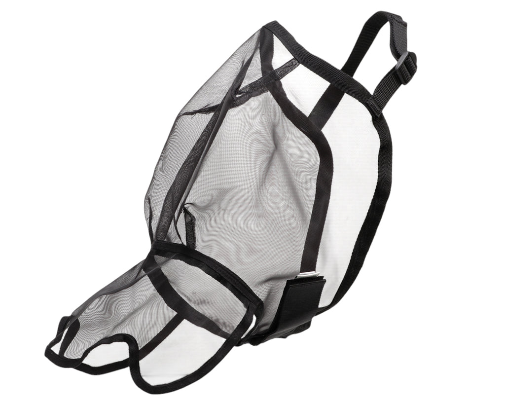Bobby Ezy-Breathe Fly Mask in black mesh.  Image showing transparency of mesh.