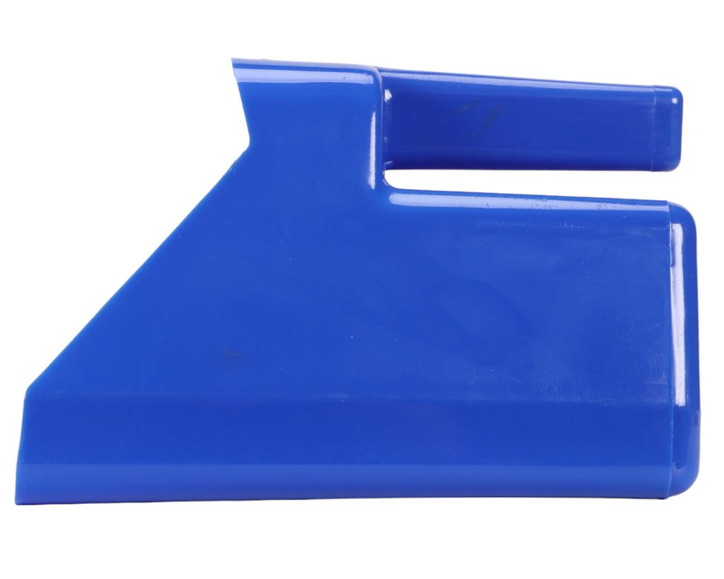 Super Feed Scoop in Blue Plastic - built-in handle makes for easy scooping, while the flat rim is designed to help scoop feed off the bottom of a bin or container