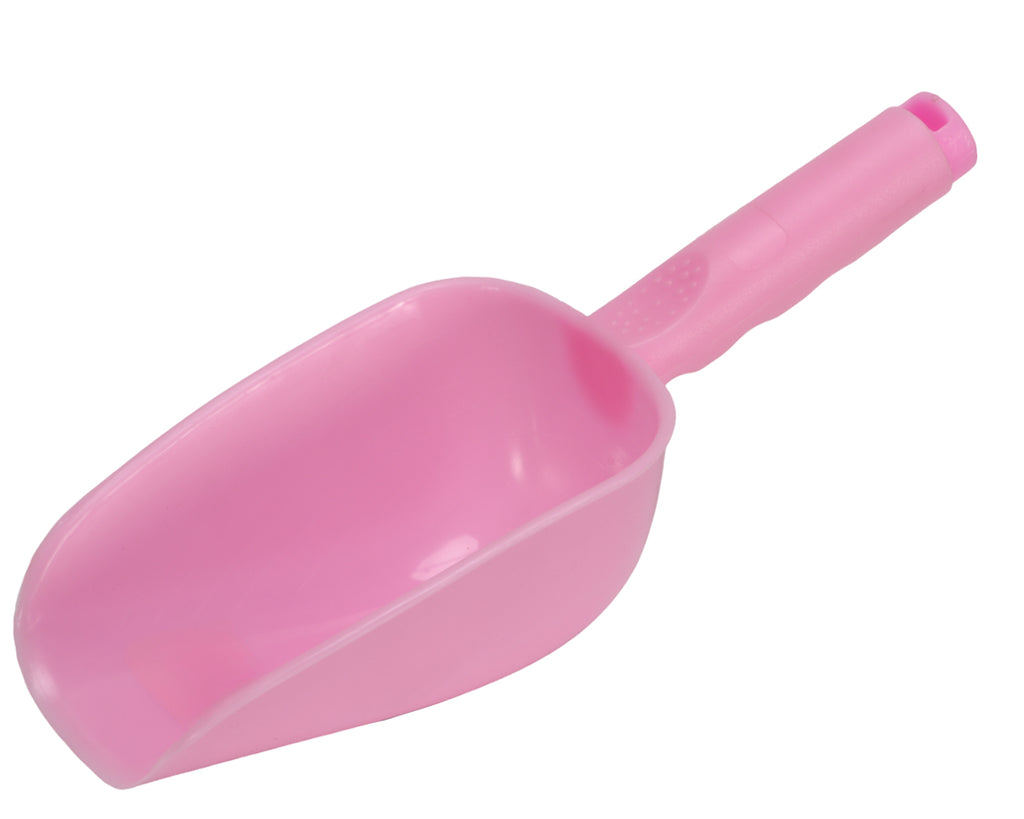 Small Plastic Feed Scoop that is perfect for additives, supplements or feeding ponies and horses in pink