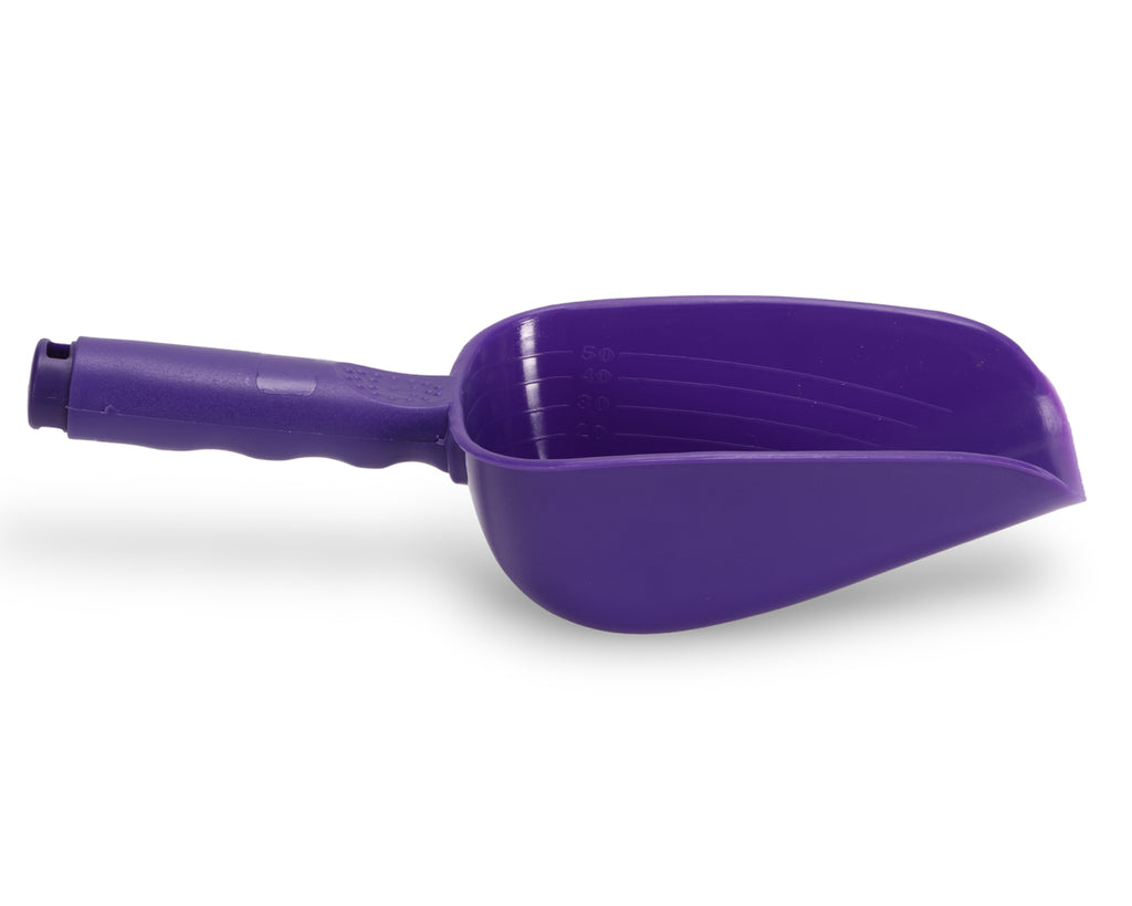 Small Plastic Feed Scoop that is perfect for additives, supplements or feeding ponies and horses in purple