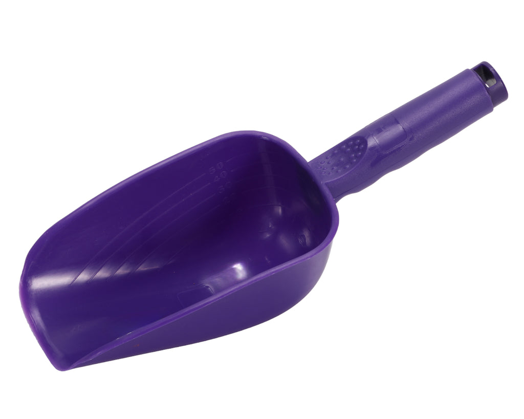 Small Plastic Feed Scoop that is perfect for additives, supplements or feeding ponies and horses in purple