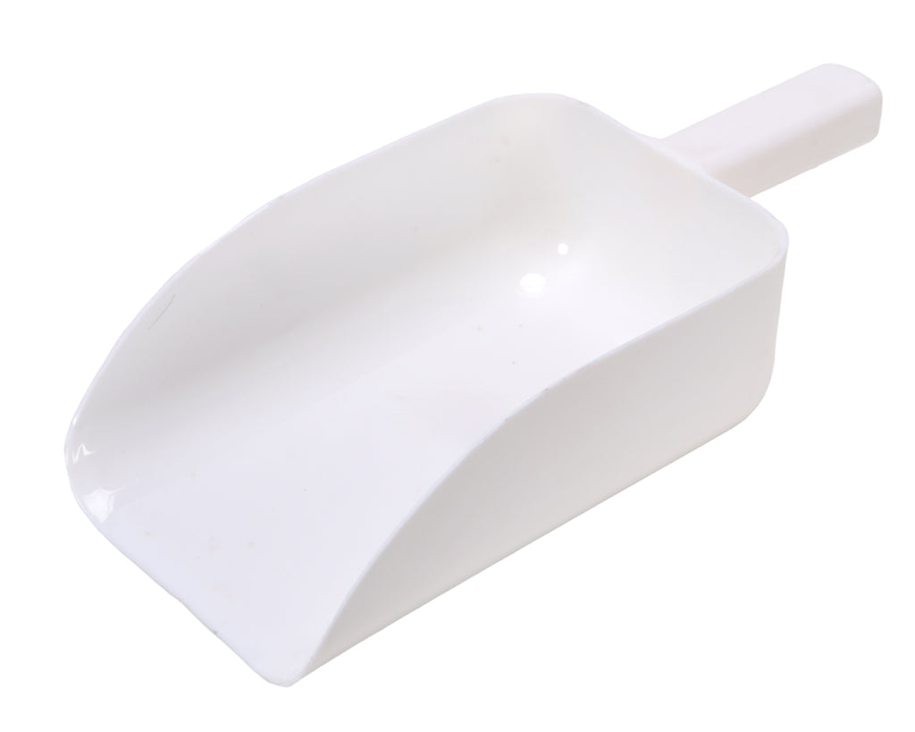 Large Plastic Feed Scoop in White - the large size of this feed scoop makes it perfect for measuring bulky feeds such as chaff