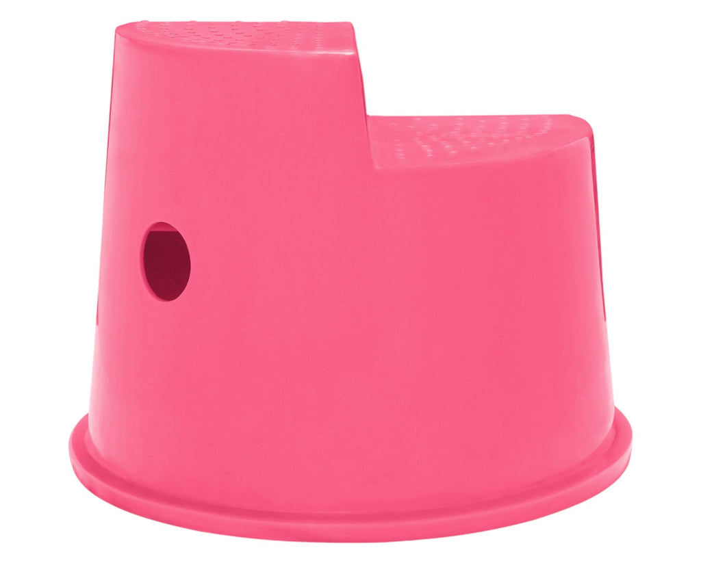 Three Step Mounting Block in Pink colour for mounting horses before riding