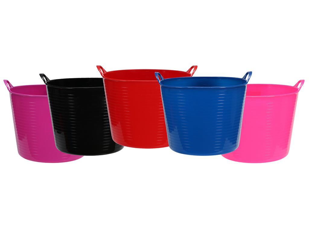 Tuffys Unbreakable Tub 42L - available in Black, Pink, Red, Blue and Pink! This bucket will stand the test of time with it's extreme durability and the vibrant colours will be the talk of the paddock, showground or stable block!