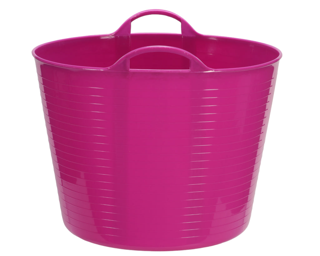Tuffys Unbreakable Tub 42L in Pink - with durable handles making this a perfect transport bucket for horse shows, cattle shows, trail rides and around the paddock
