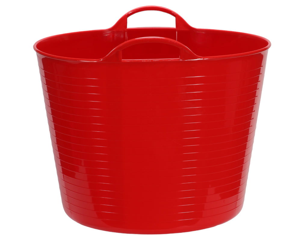 Tuffys Unbreakable Tub 42L in Red - with durable handles making this a perfect transport bucket for horse shows, cattle shows, trail rides and around the paddock