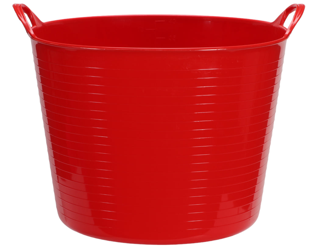 Tuffys Unbreakable Tub 42L in Red - with durable handles making this a perfect transport bucket for livestock feeders and waters as well as any horse and pony needs you may have