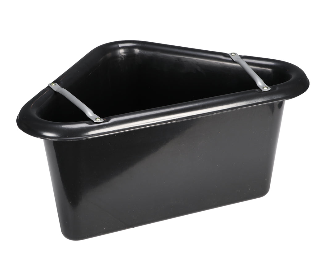 Plastic Corner Feed Tub - made from heavy duty black plastic to handle any of your needs day in day out