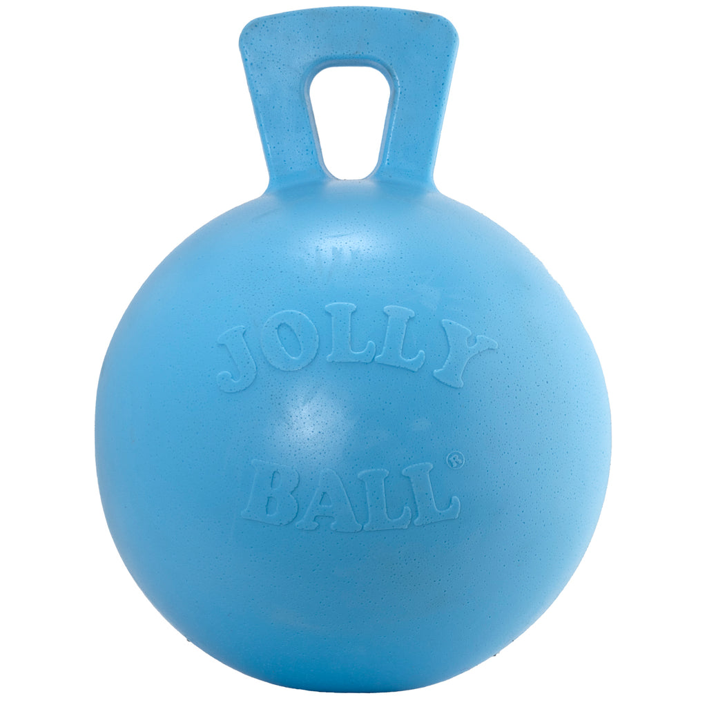 A 10" Jolly Ball, a durable and puncture-resistant play toy for horses. The ball does not require air to inflate and is suitable for relieving boredom and stress.