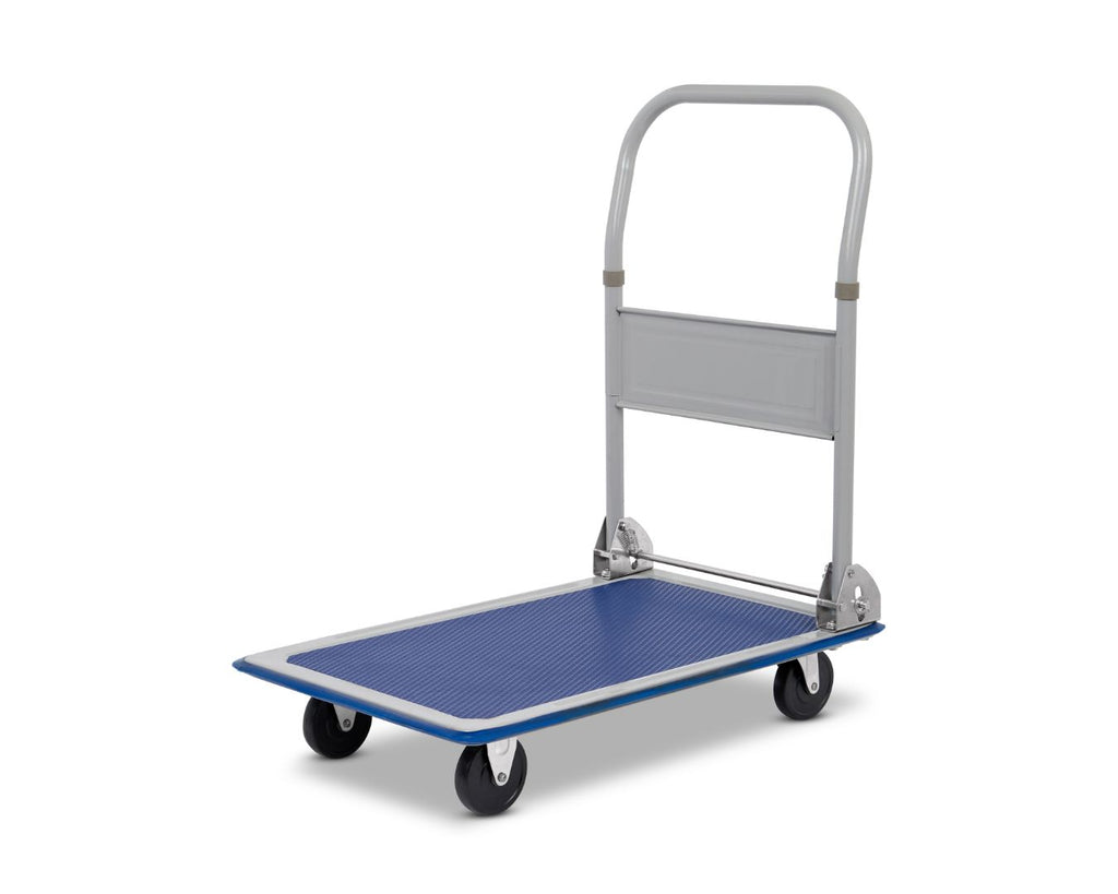 Easy-Up Platform Hand Trolley: Foldable design for easy storage. PVC non-slip platform surface, built-in tool pouch, and 150kg load capacity. Shop now at Greg Grant Saddlery.