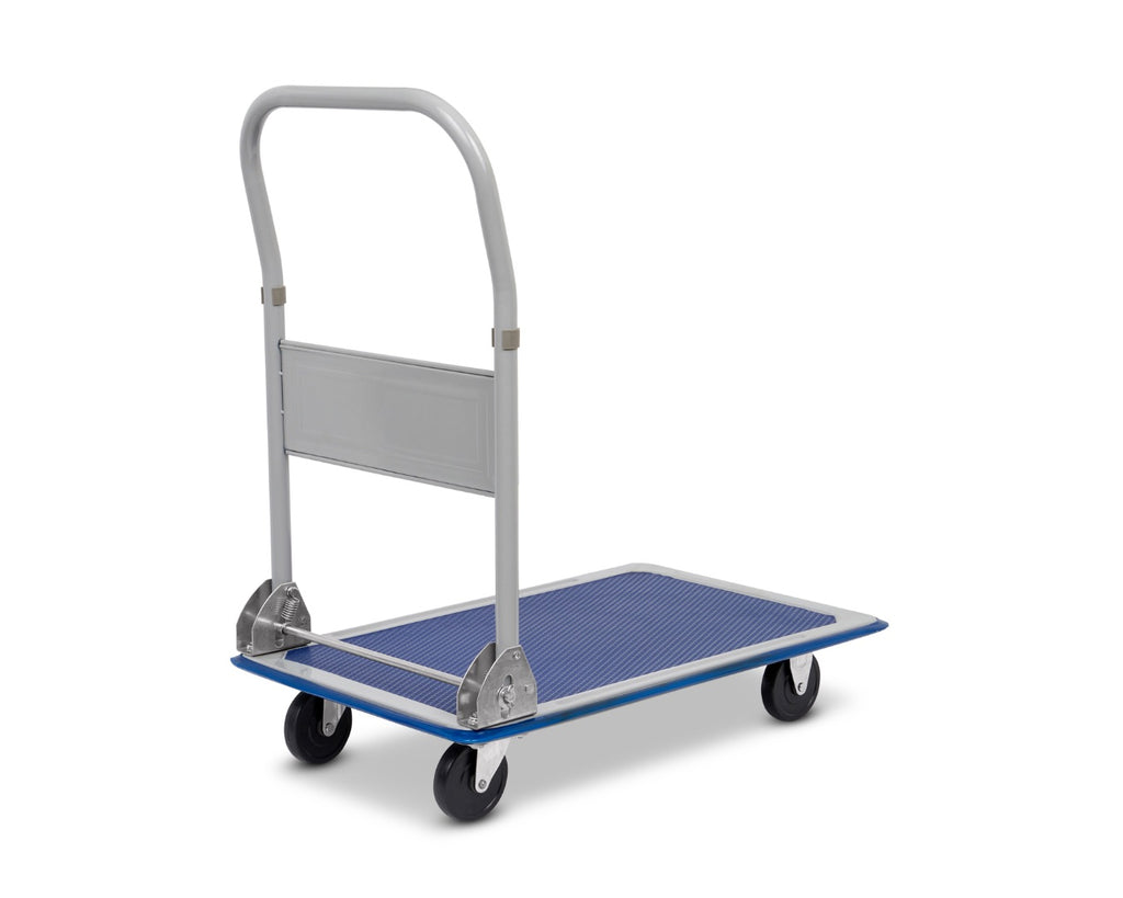 Easy-Up Platform Hand Trolley: Foldable design for easy storage. PVC non-slip platform surface, built-in tool pouch, and 150kg load capacity. Shop now at Greg Grant Saddlery.