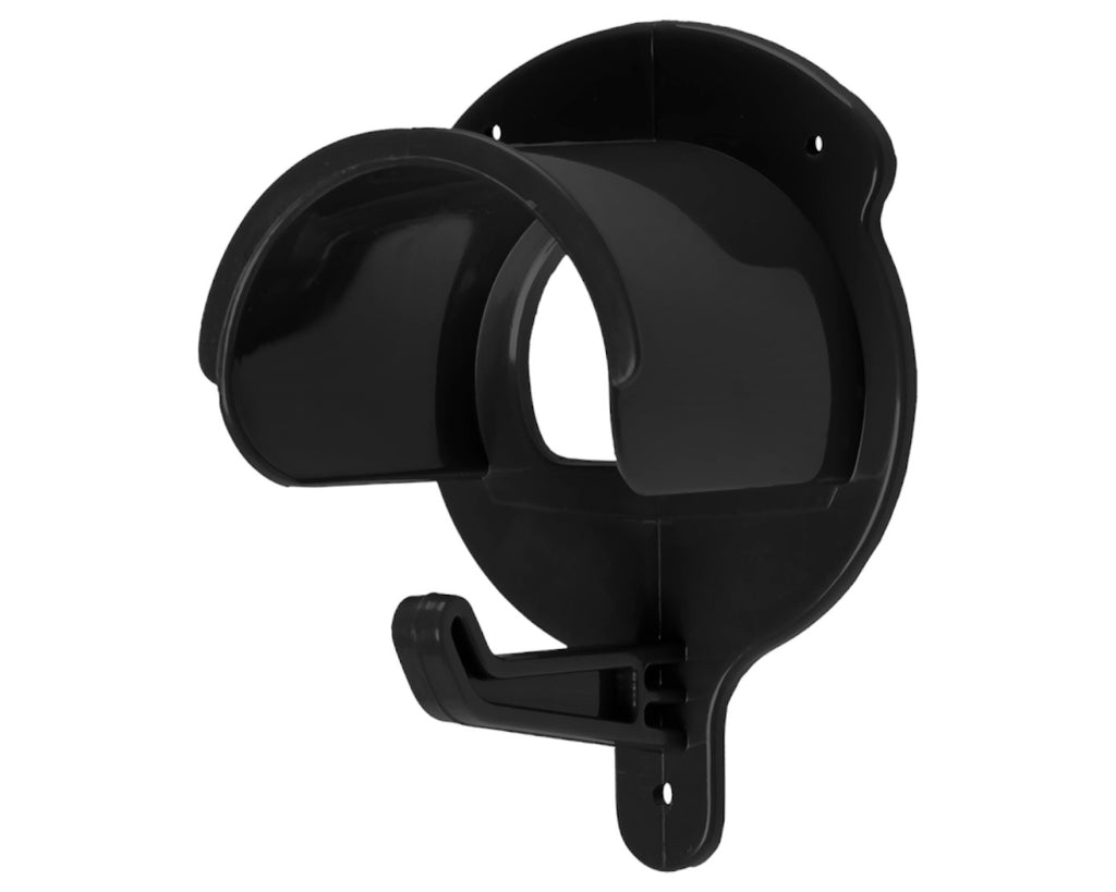Bridle Bracket in black plastic with a handy hook underneath for additional hanging room - perfect for organisation and storage in any busy tack room