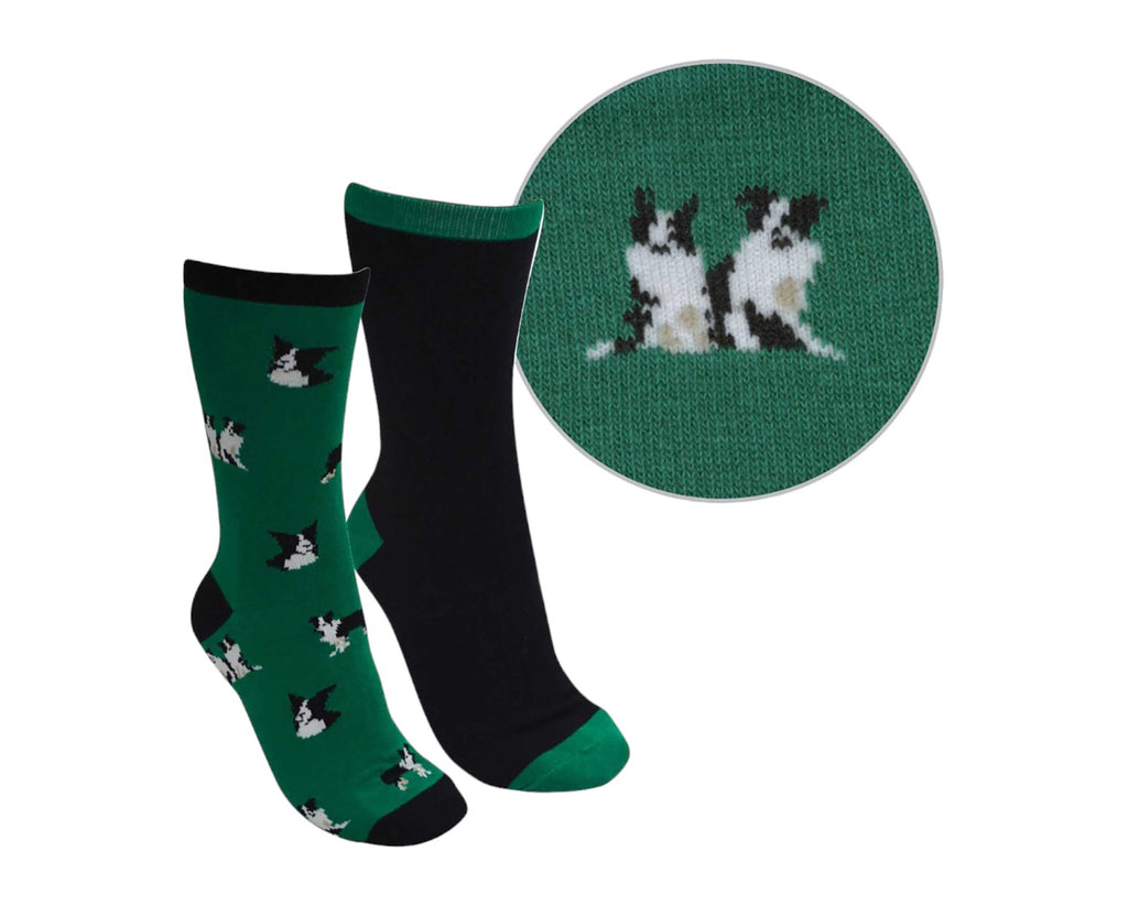 Thomas Cook Farmyard Kids Socks in Green/Black Dog Design