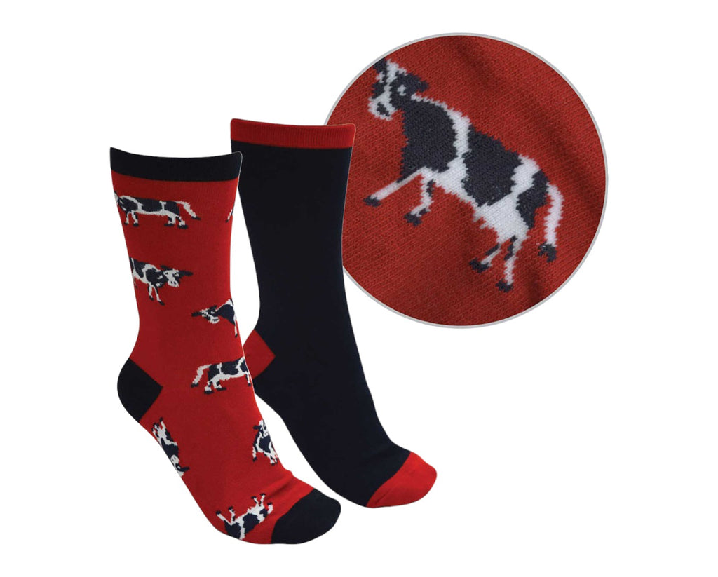 Thomas Cook Farmyard Kids Socks in Red/Navy Cow Design
