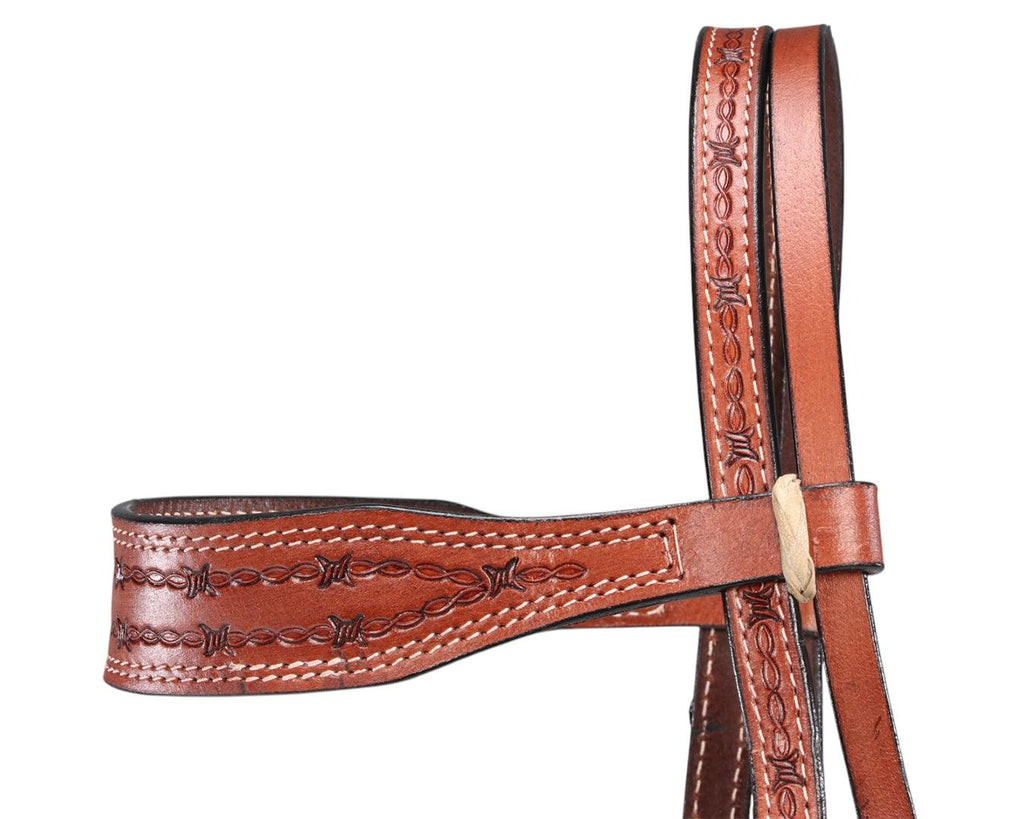 Texas-Tack Barbed Wire Headstall Tan