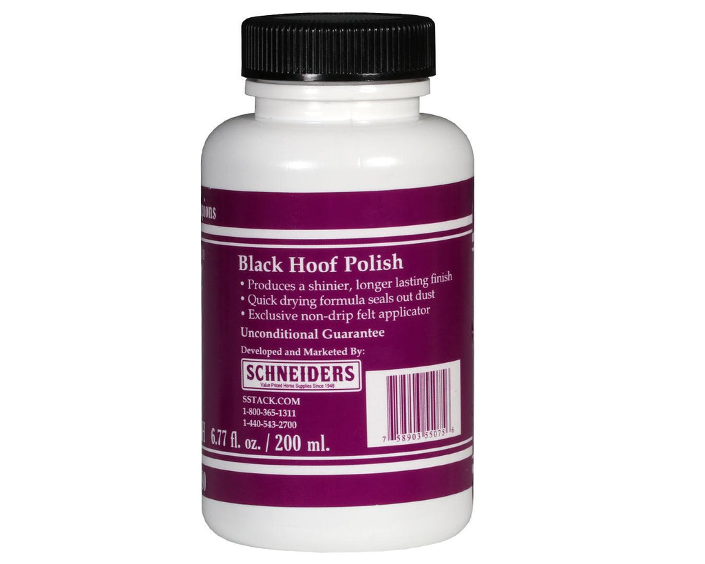 Ultra Black Hoof Polish 200ml for horses and ponies